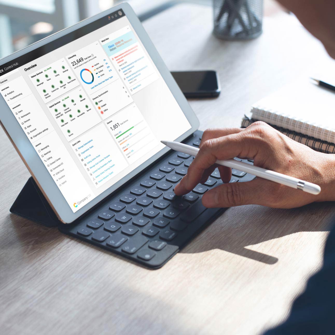 Example of the Webex Control Hub interface