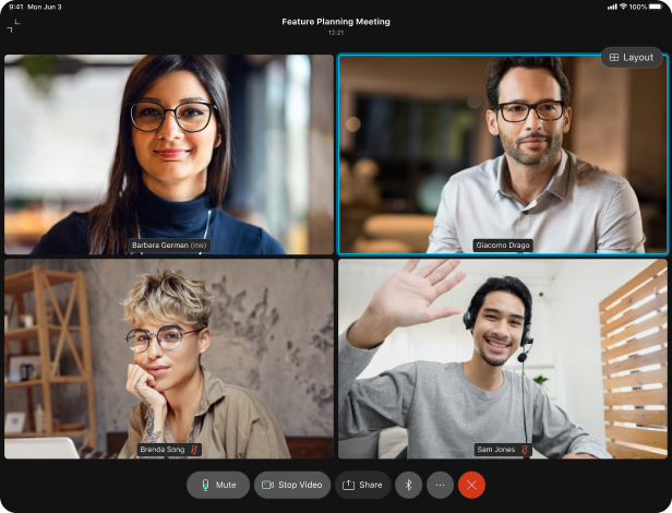 exemple de l’interface de Webex Meetings