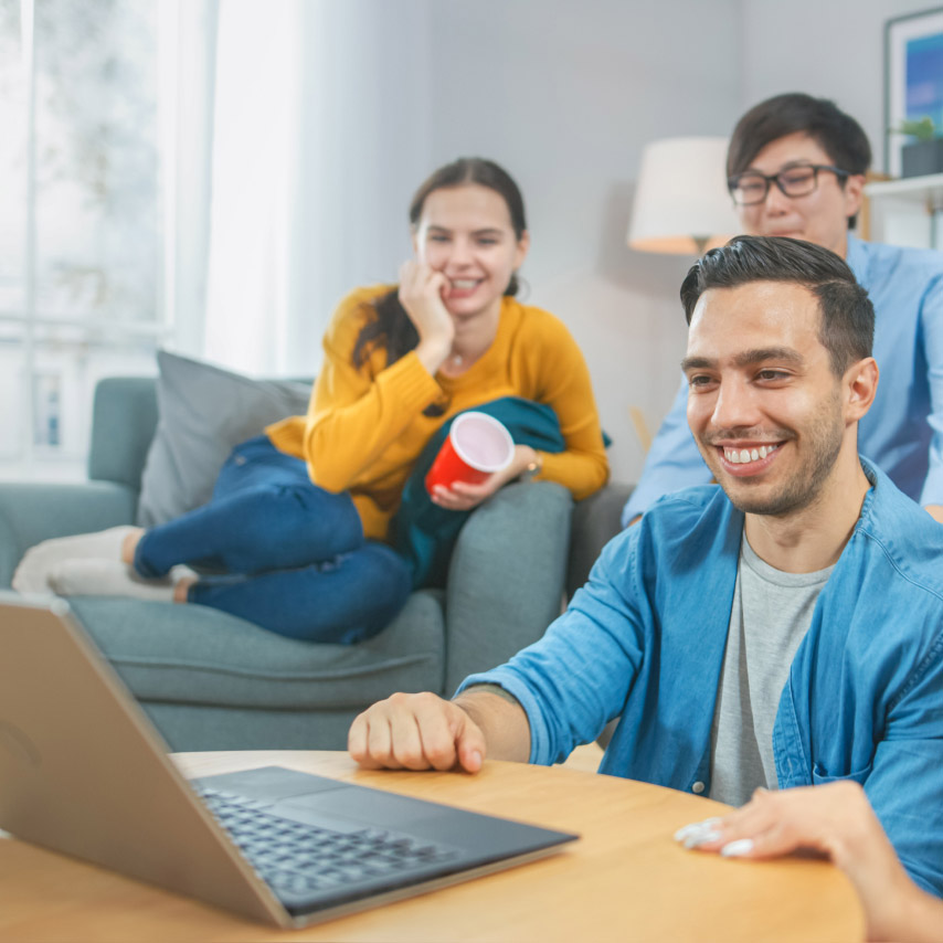 Friends enjoy a live show using Webex