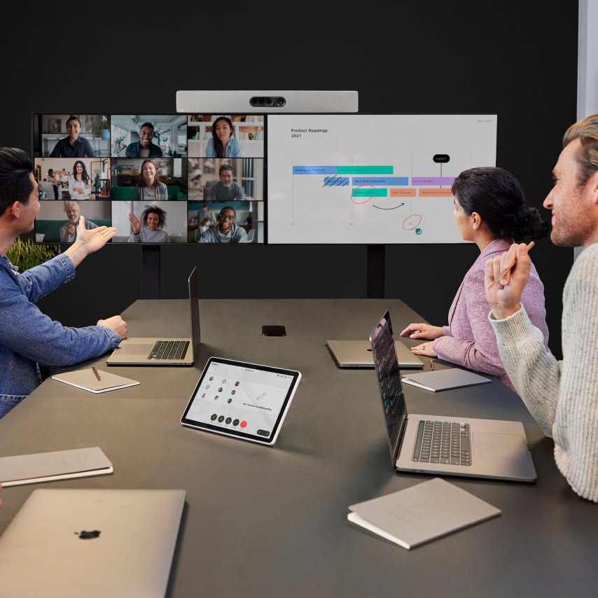 Ein Team arbeitet mit Webex zusammen